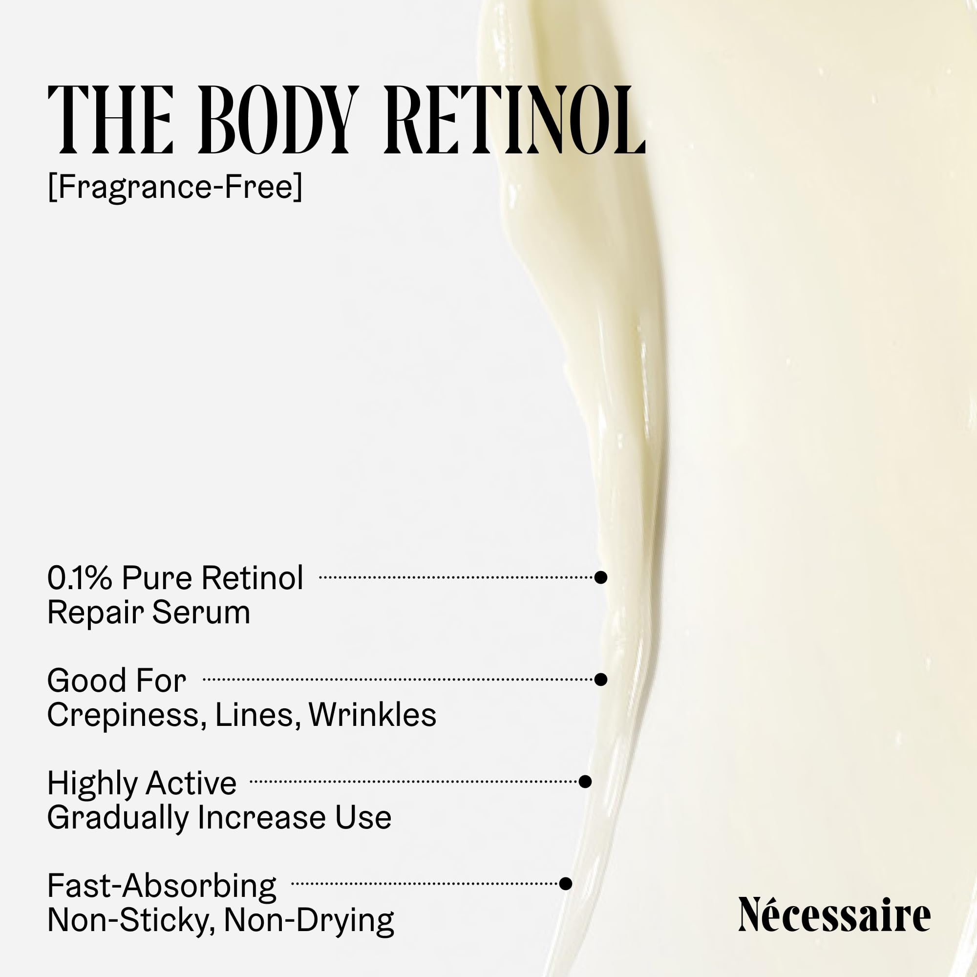 Nécessaire The Body crepey skin closeup highlighting improved texture and tone.
