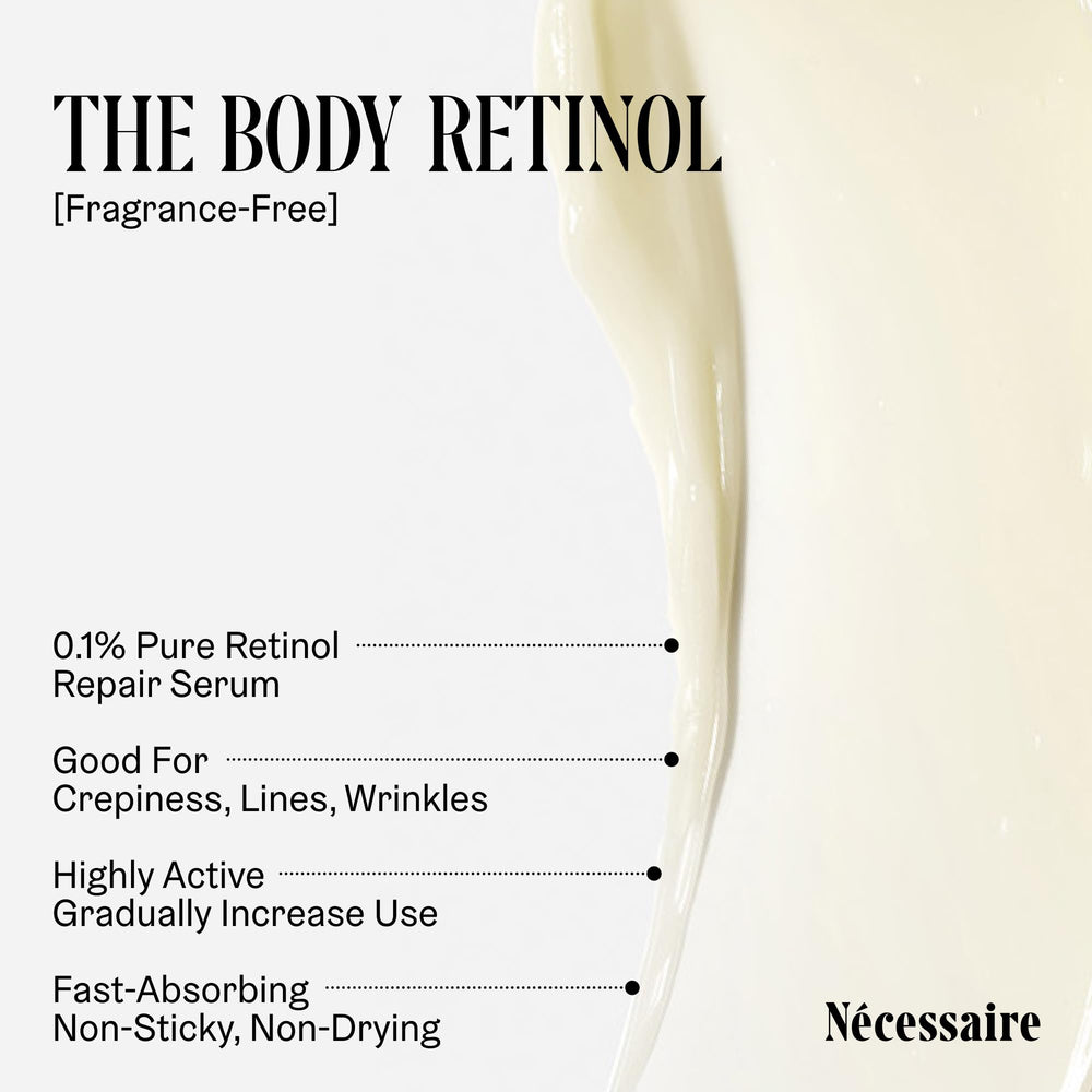 Nécessaire The Body crepey skin closeup highlighting improved texture and tone.