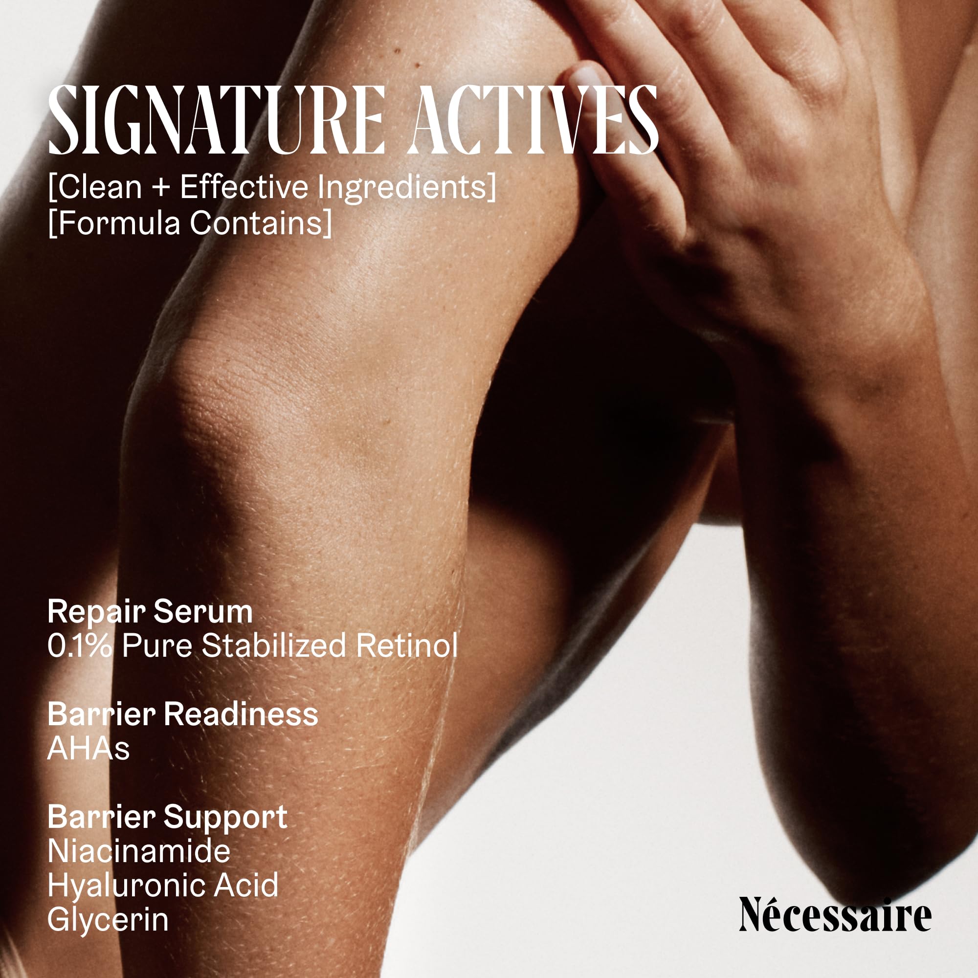 Nécessaire The Body night routine glow shot suggests overnight repair benefits.