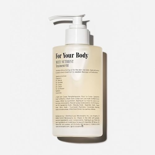 Nécessaire The Body Oil bottle close-up highlights premium packaging and easy dispensing.