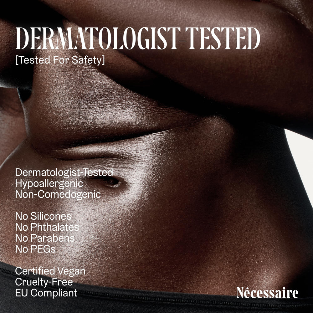 Nécessaire The Body Oil skin glow after application shows a radiant look.