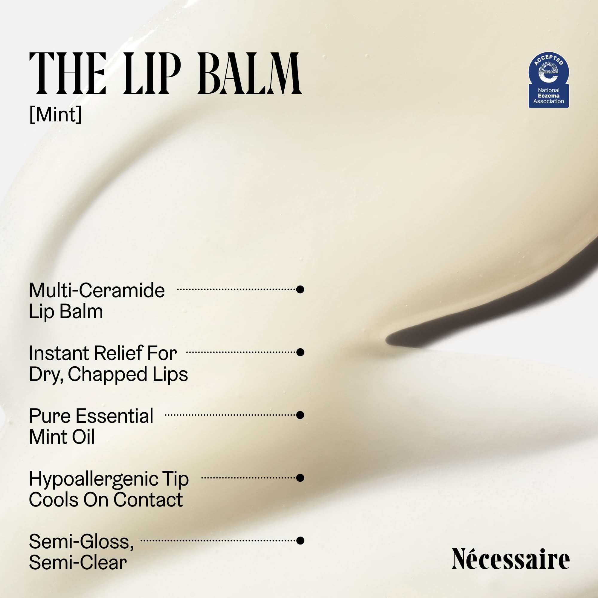 Nécessaire The Lip Balm mint glow showcases refreshing scent and cooling sensation.