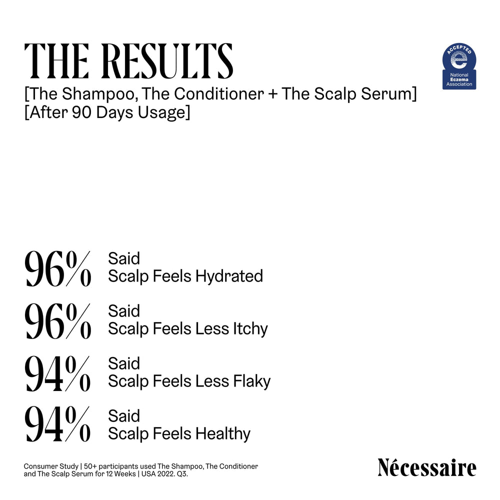 Nécessaire The Shampoo fragrance-free bottle highlighting neutral experience for all hair types.