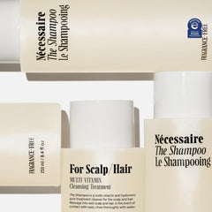 Nécessaire The Shampoo label-detail highlighting clean, fragrance-free care for color-treated hair.