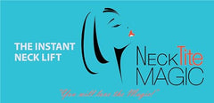 NeckTITE Magic instant-neck-lift before-after demonstrates smoothing of neck lines.