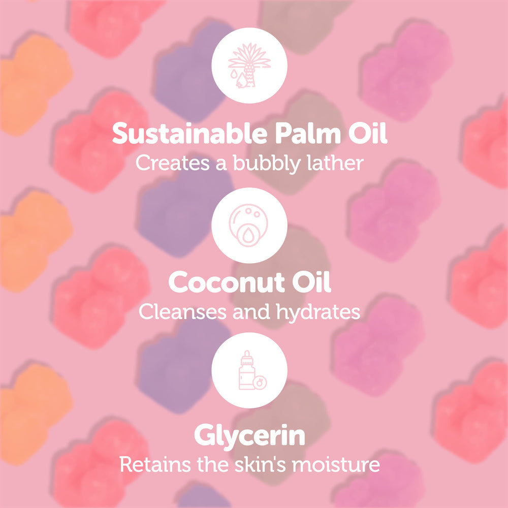 Nectar Bath Treats bear mini soap colors display kid-friendly visuals for daily handwashing
