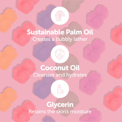 Nectar Bath Treats bear mini soap colors display kid-friendly visuals for daily handwashing