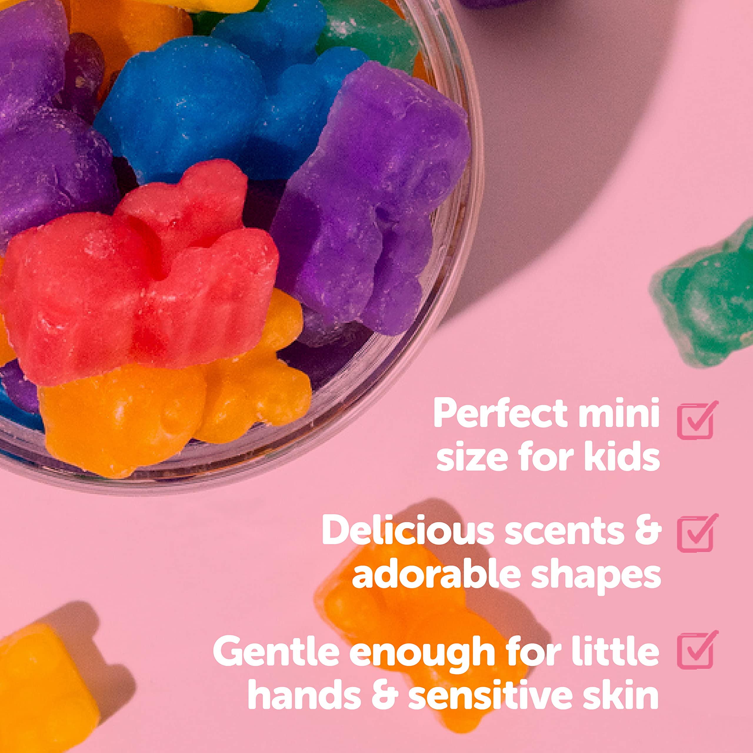 Nectar Bath Treats cranberry-pear-bellini scent enhances playful bath time with bear soaps