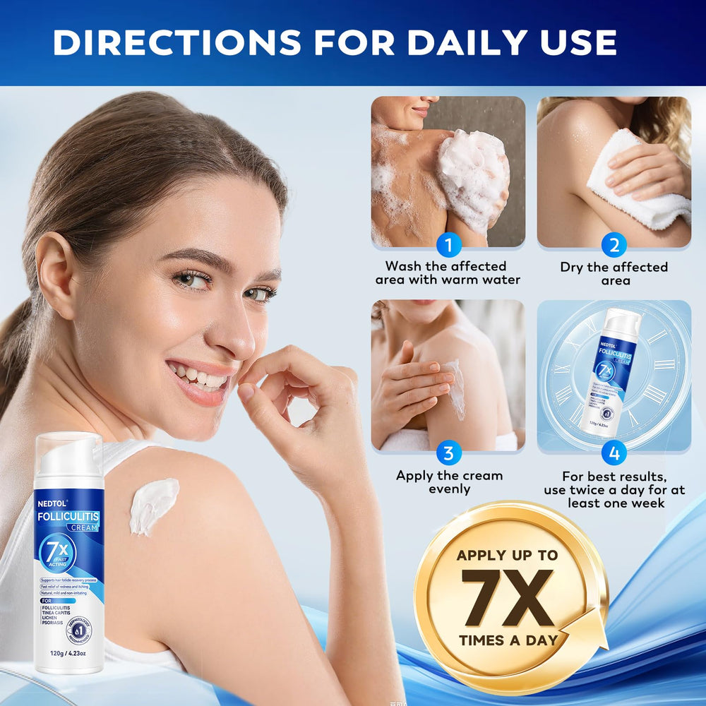 Nedtol Folliculitis Treatment Cream before-after swatch demonstrates improved skin texture.