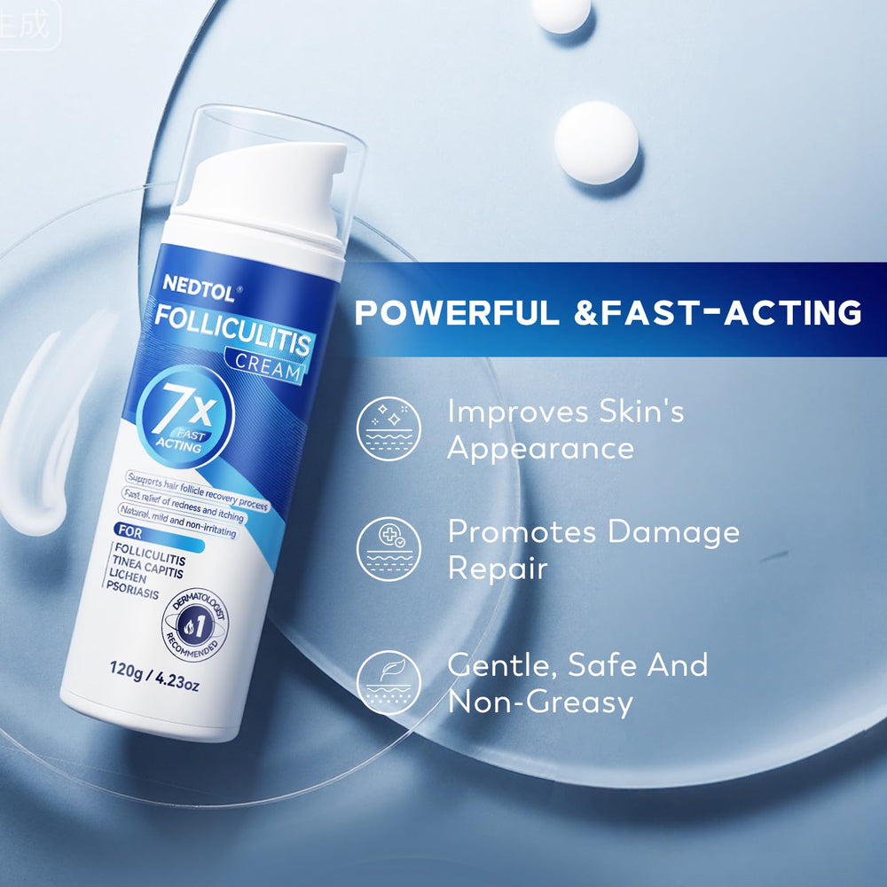Nedtol Folliculitis Treatment Cream applied to scalp for root-level care.