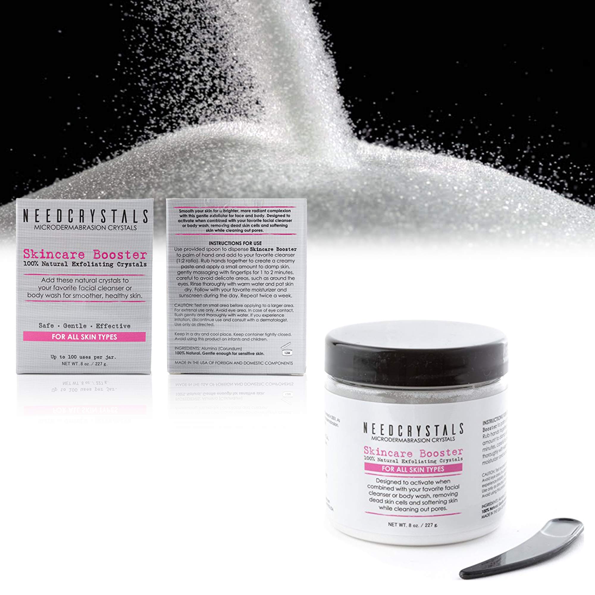 NeedCrystals facial exfoliator application demonstrates easy at-home use for smoother skin.