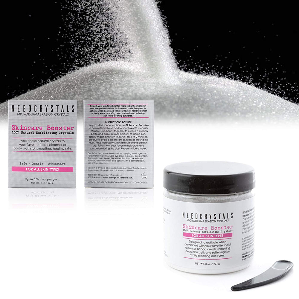 NeedCrystals facial exfoliator application demonstrates easy at-home use for smoother skin.