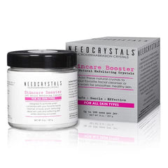 NeedCrystals face scrub packaging highlights clean ingredients for radiant skin.