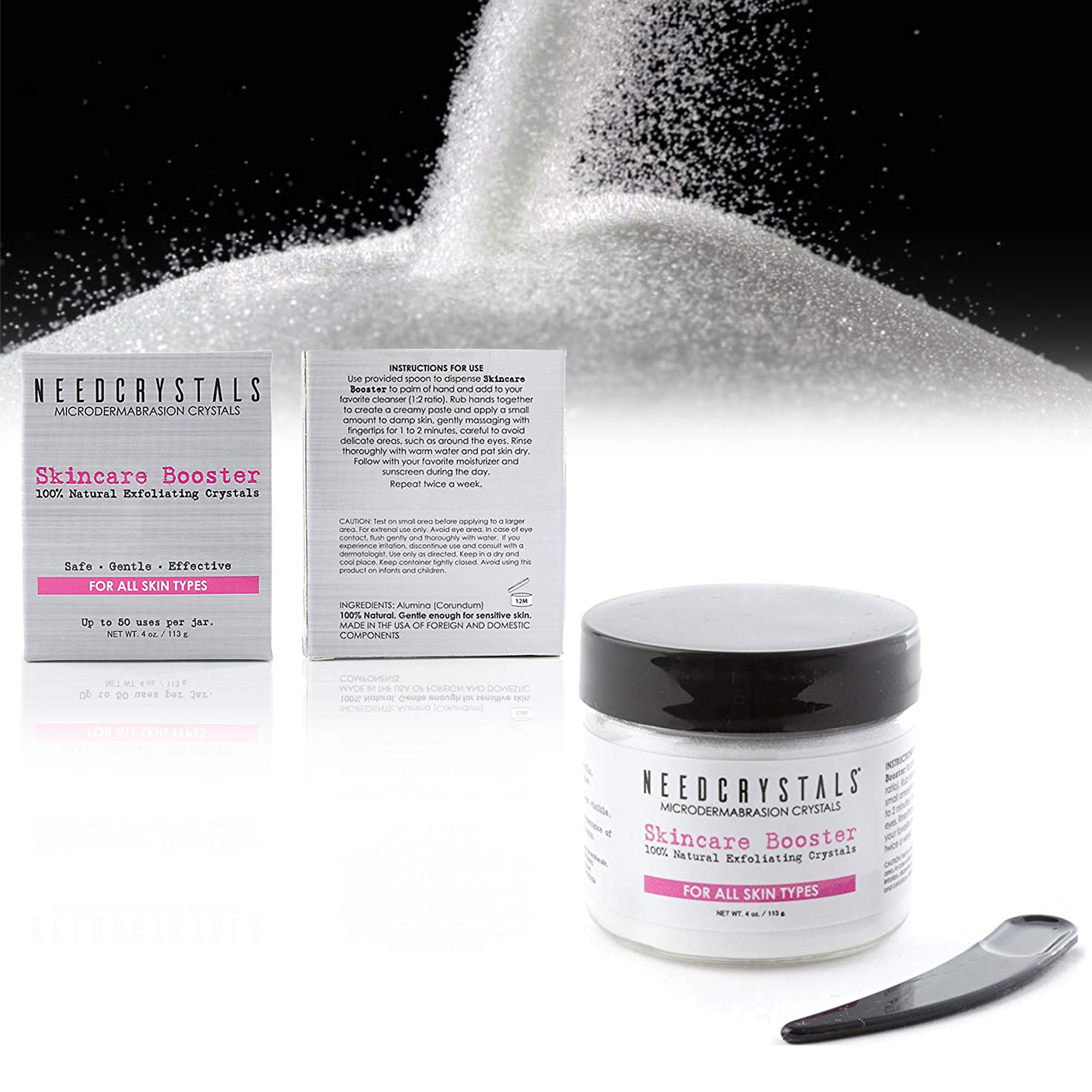 NeedCrystals natural exfoliator jar ready for routine skin care