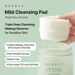 NEEDLY Mild Cleansing Pad makeup remover demonstrates effortless removal of makeup without irritation
