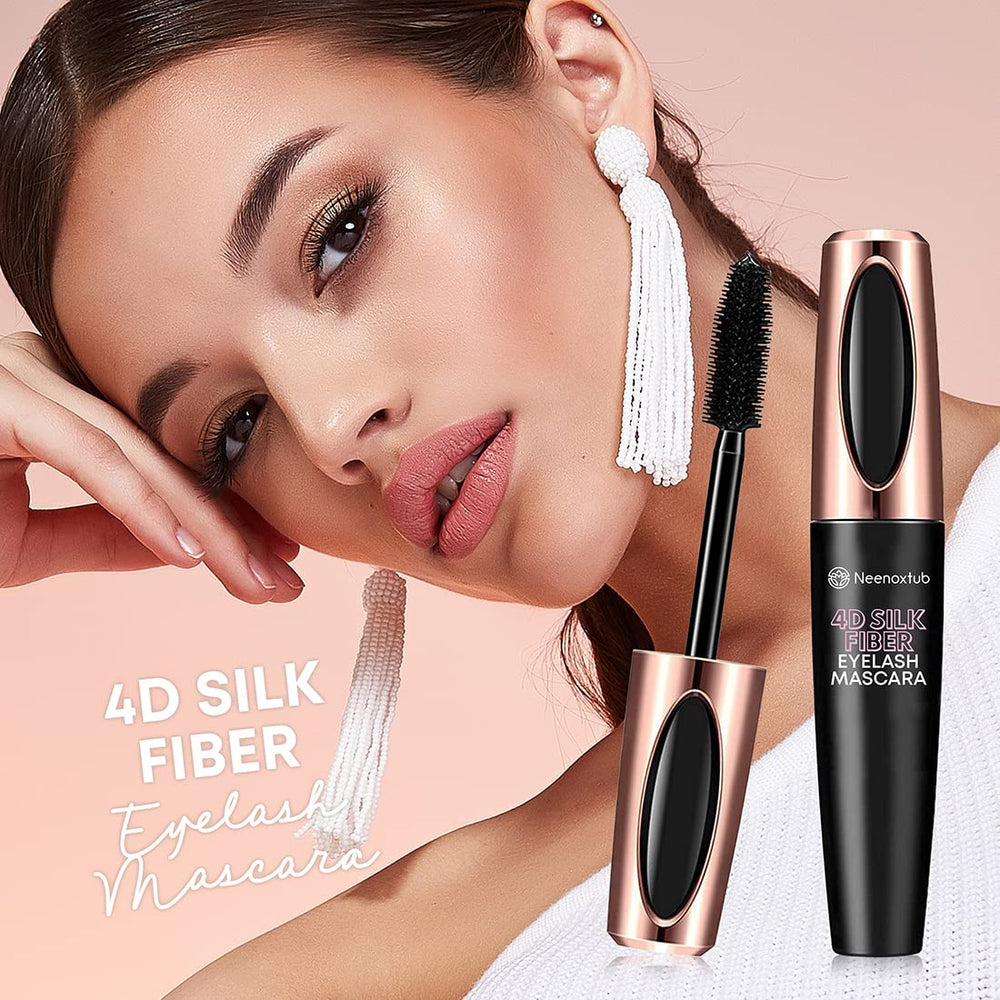 Neenoxtub 4D Silk Fiber Lash Mascara in use highlights volumizing effect