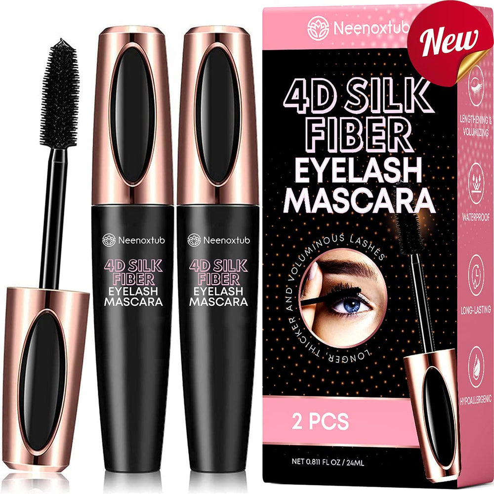 Neenoxtub 4D Silk Fiber Lash Mascara pack shot emphasizes two-pack value