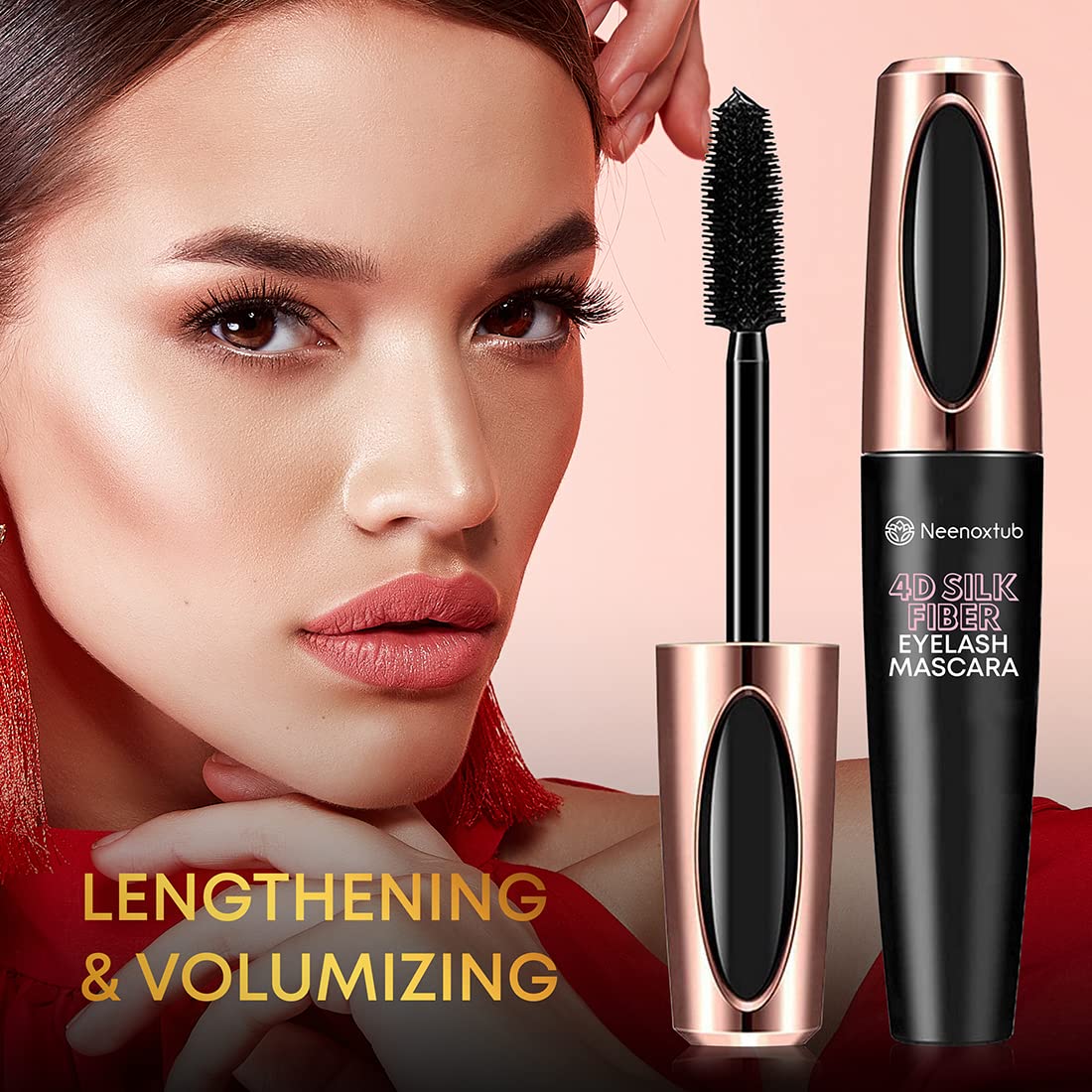 Neenoxtub 4D Silk Fiber Lash Mascara swatches waterproof wear test