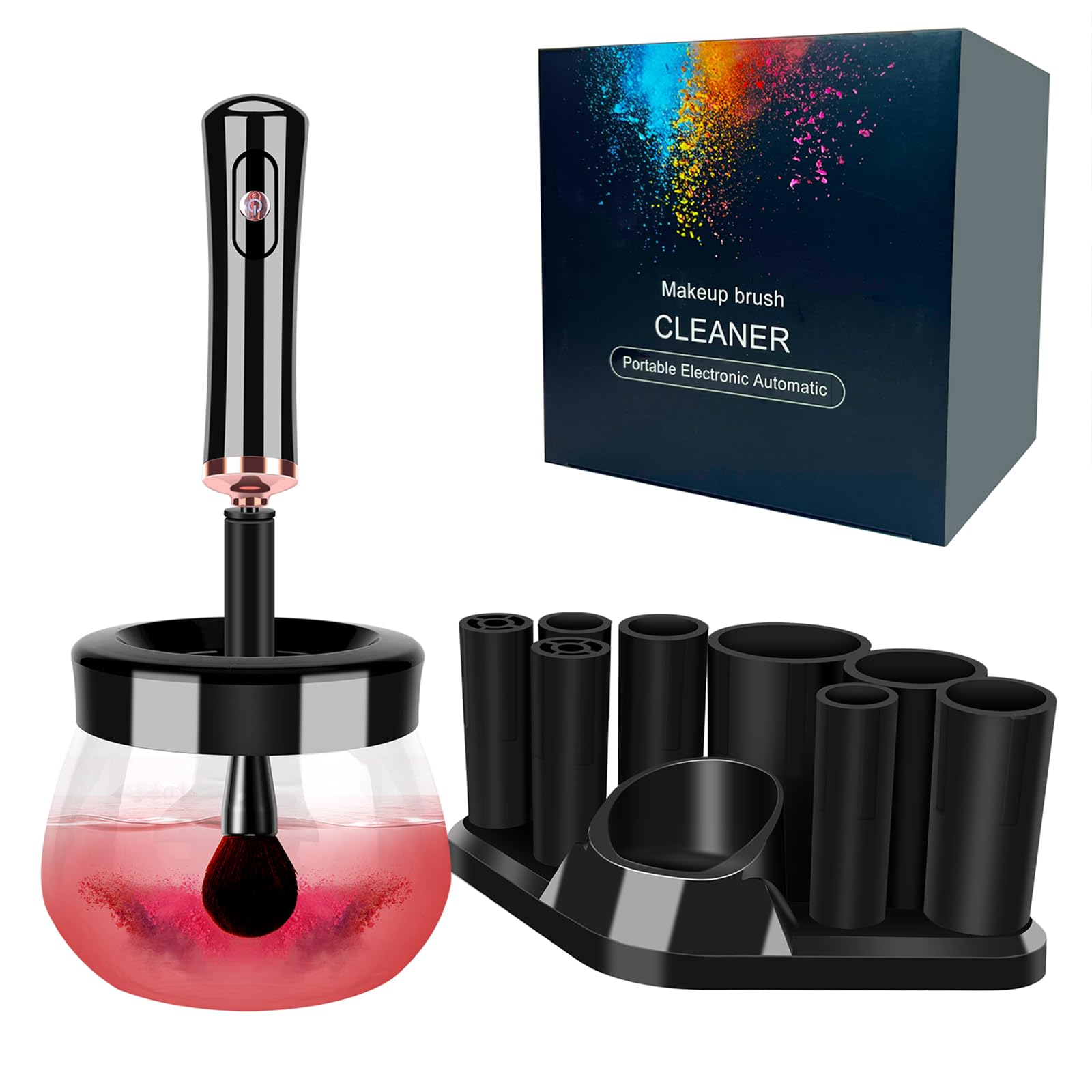Neeyer makeup brush cleaner spinner demonstrates fast, thorough cleaning and easy drying for ready-to-use brushes.