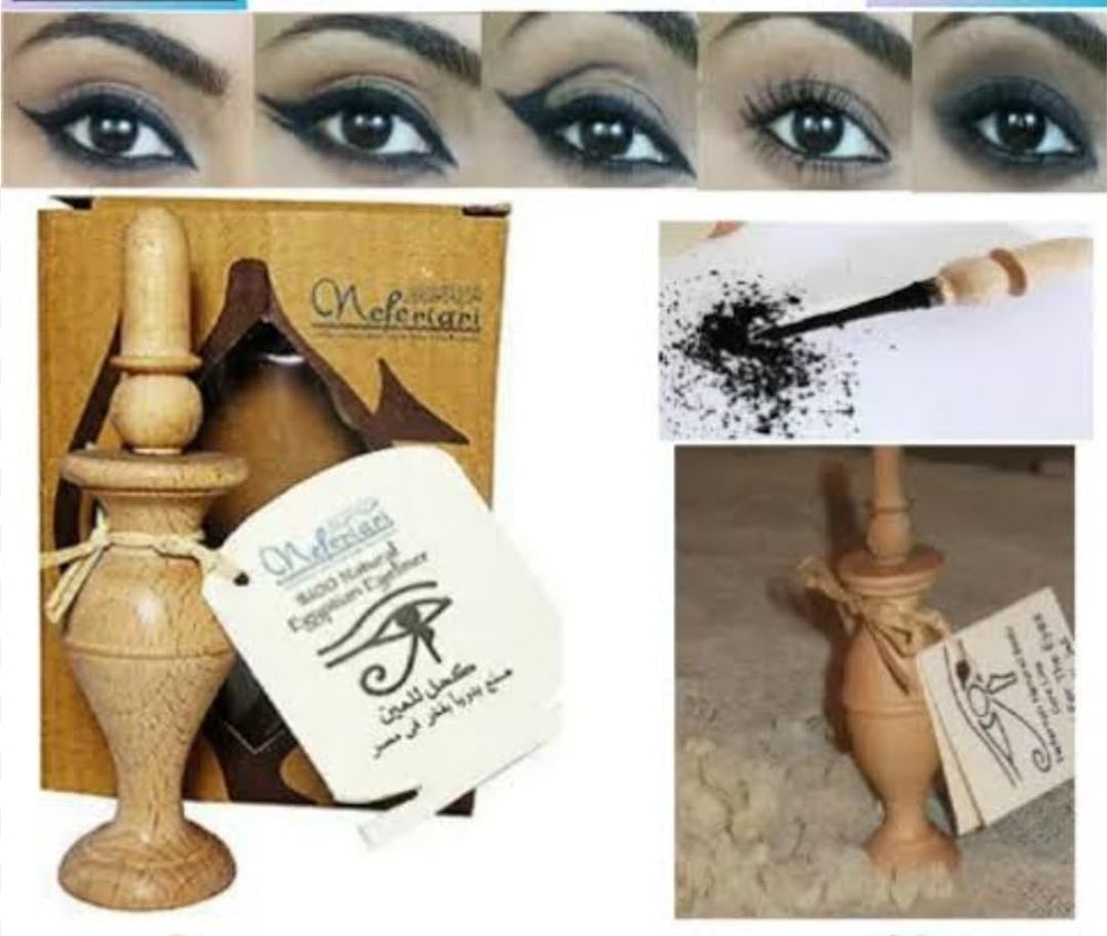 Nefertari travel-friendly eyeliner powder case supports versatile looks.