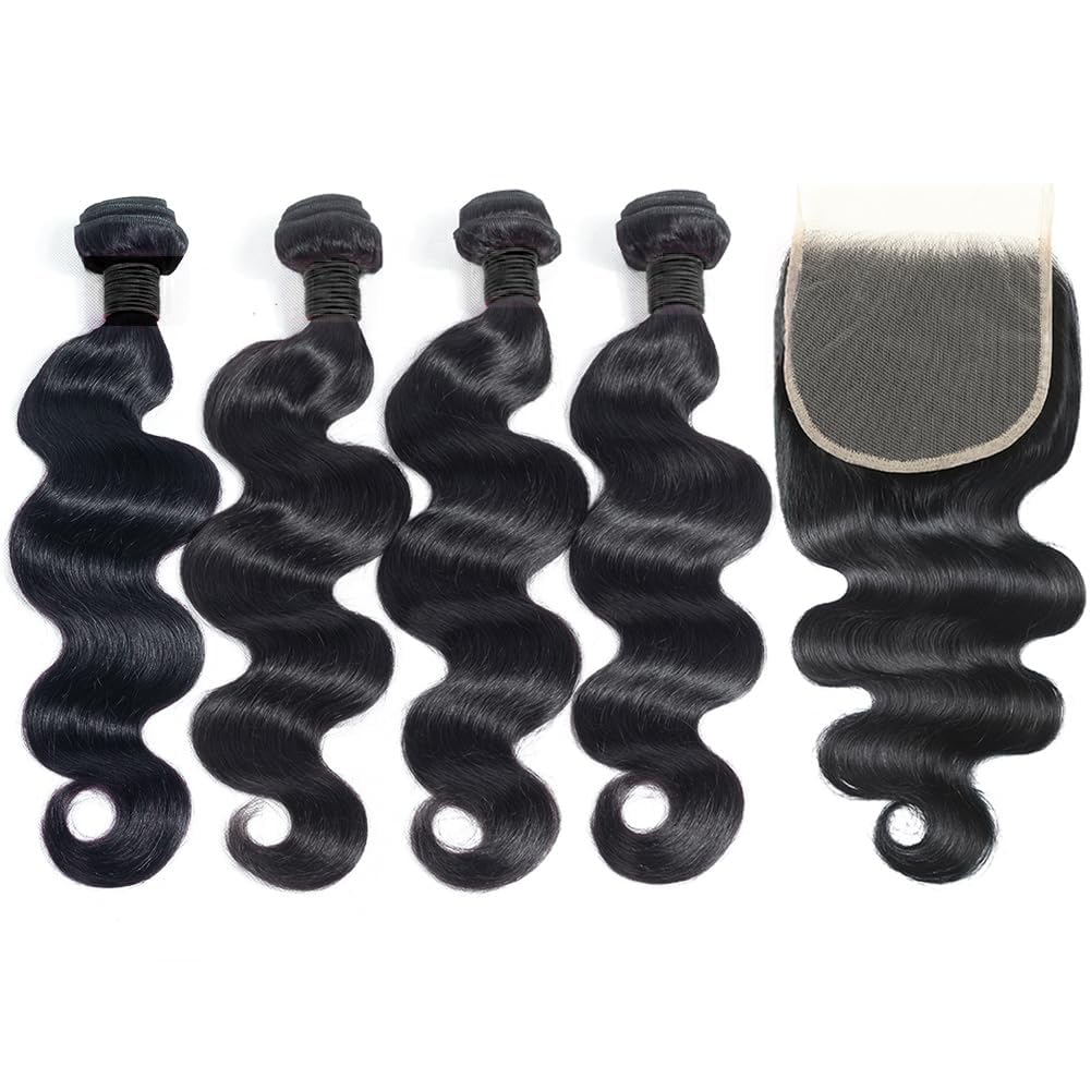 NEIHKY Brazilian body wave 20-inch bundles with closure highlight length and fullness