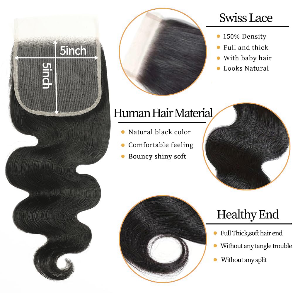 NEIHKY Brazilian body wave 24-inch bundles with closure show long-wear versatility