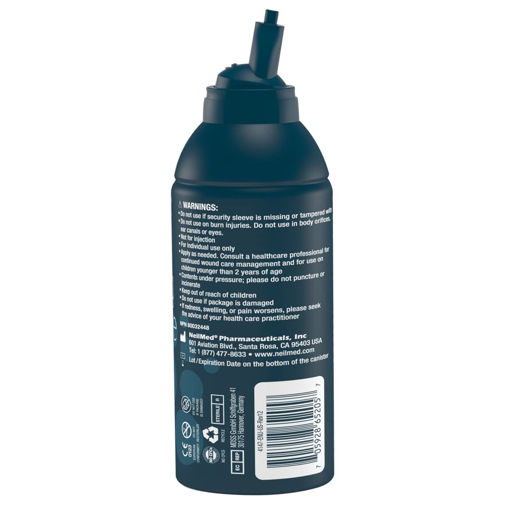 NeilMed NeilCleanse fine mist spray shown in use for daily piercing hygiene benefits.