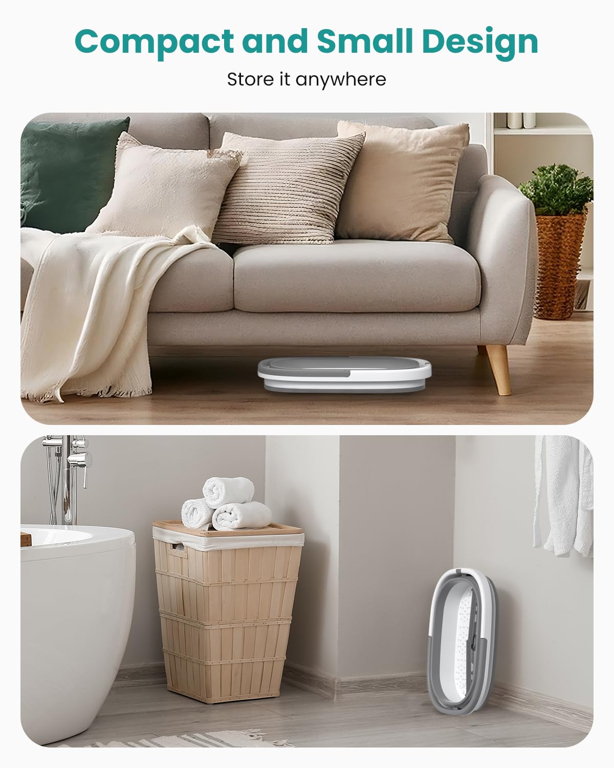 Nekteck foot soaking tub carrying handle shot emphasizes portability.