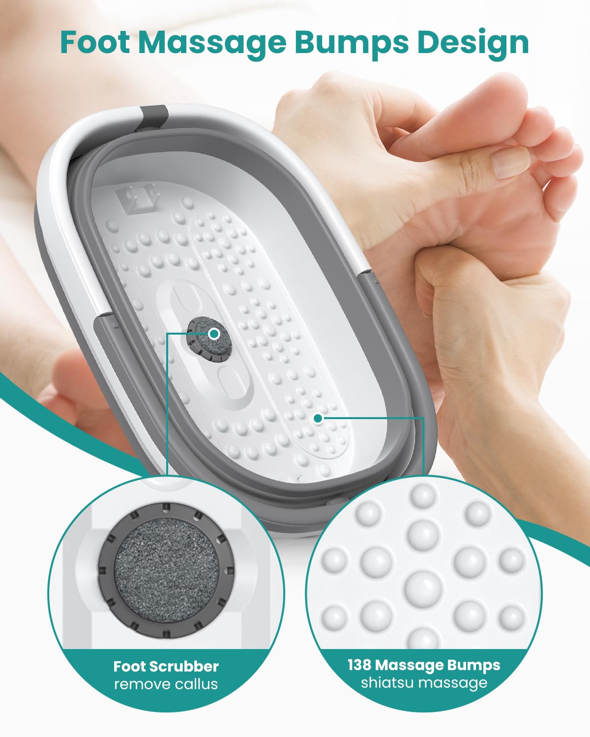 Nekteck foot soaking tub stable support bars illustrate secure balance during use.