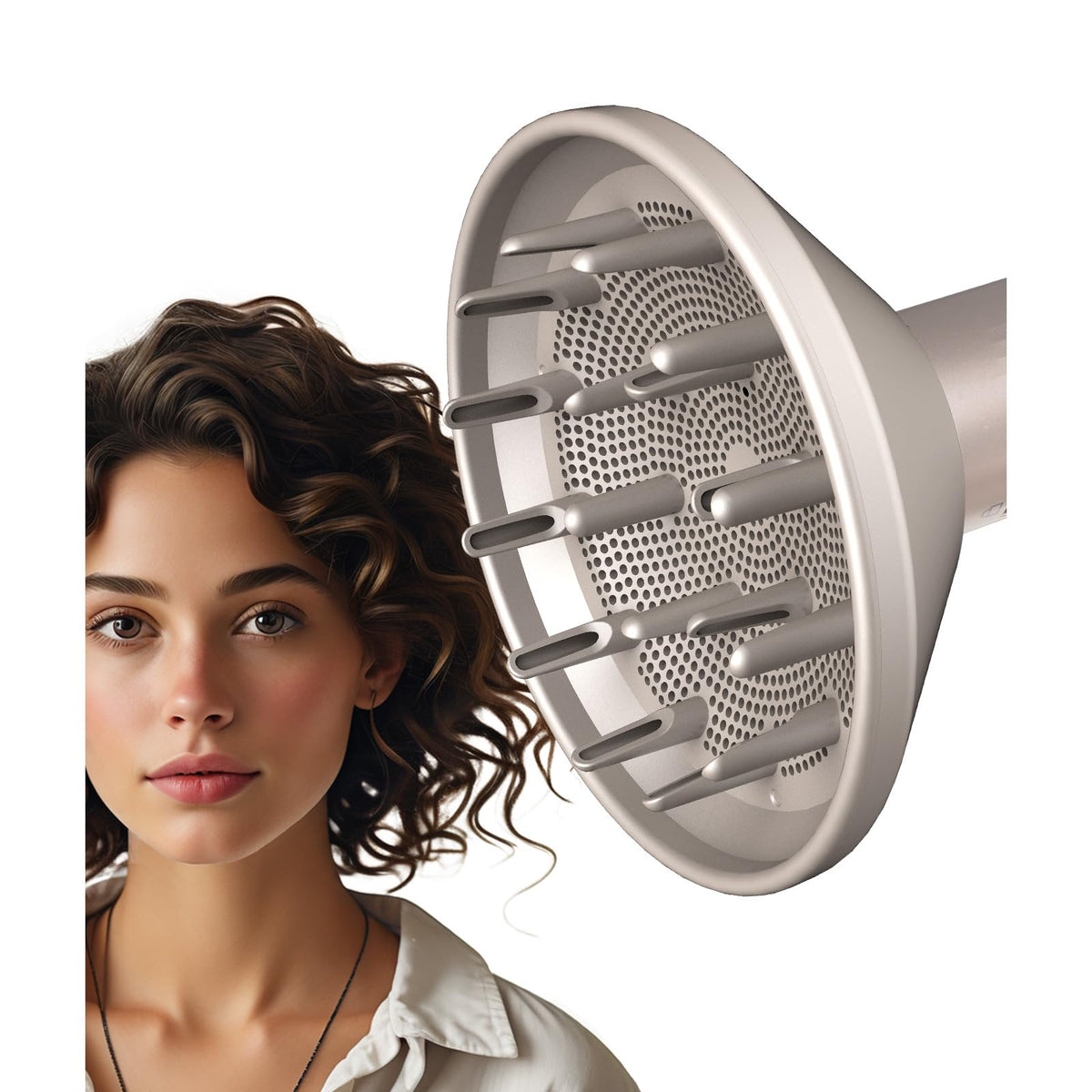 Nekuma diffuser attachment for Shark FlexStyle shows secure fit and curl definition.