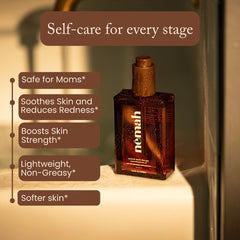Nemah Belly Oil pump dispensing for easy, mess-free daily use.