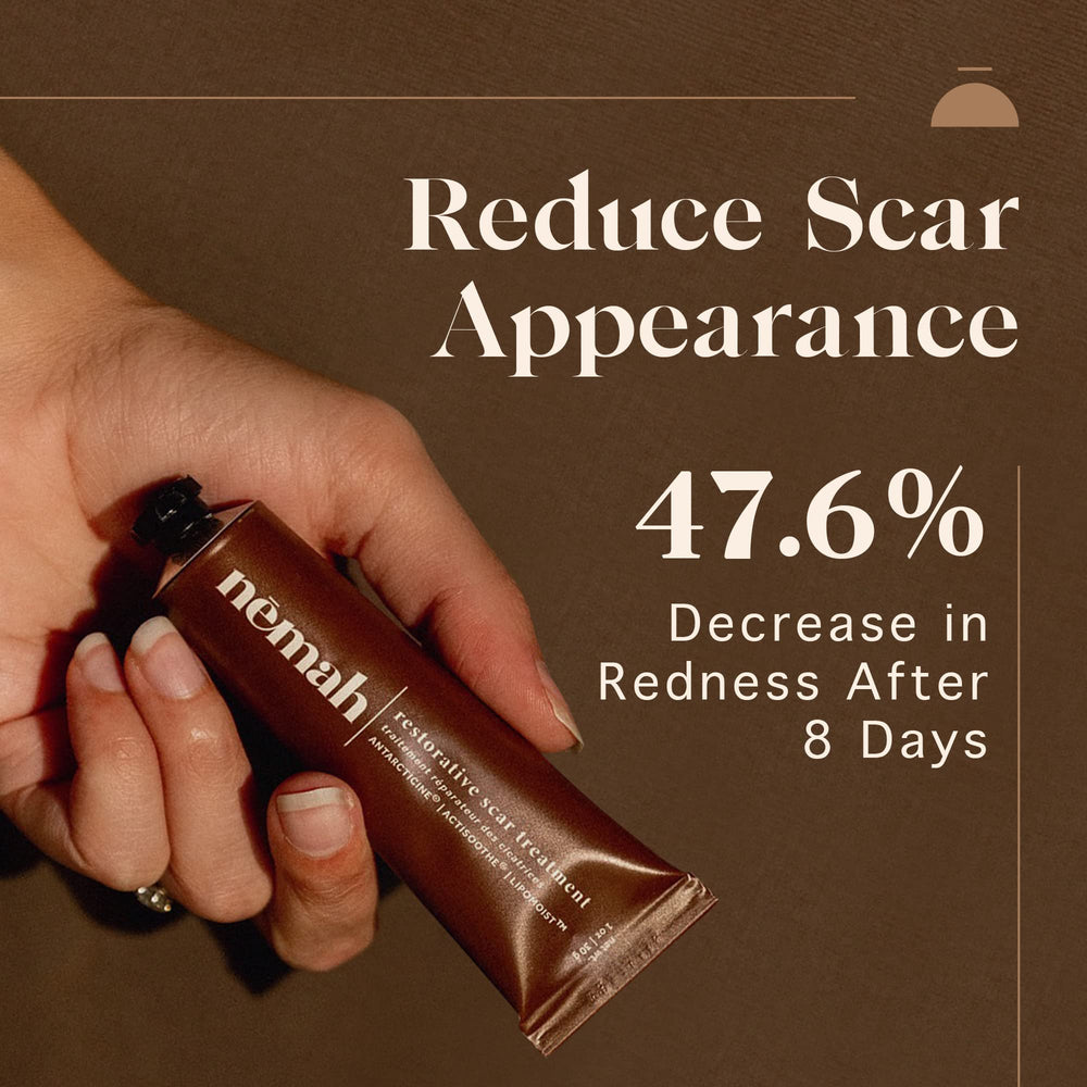 Nemah Restorative Scar Treatment ingredient-cryoprotective-actives closeup suggesting hydrating relief.