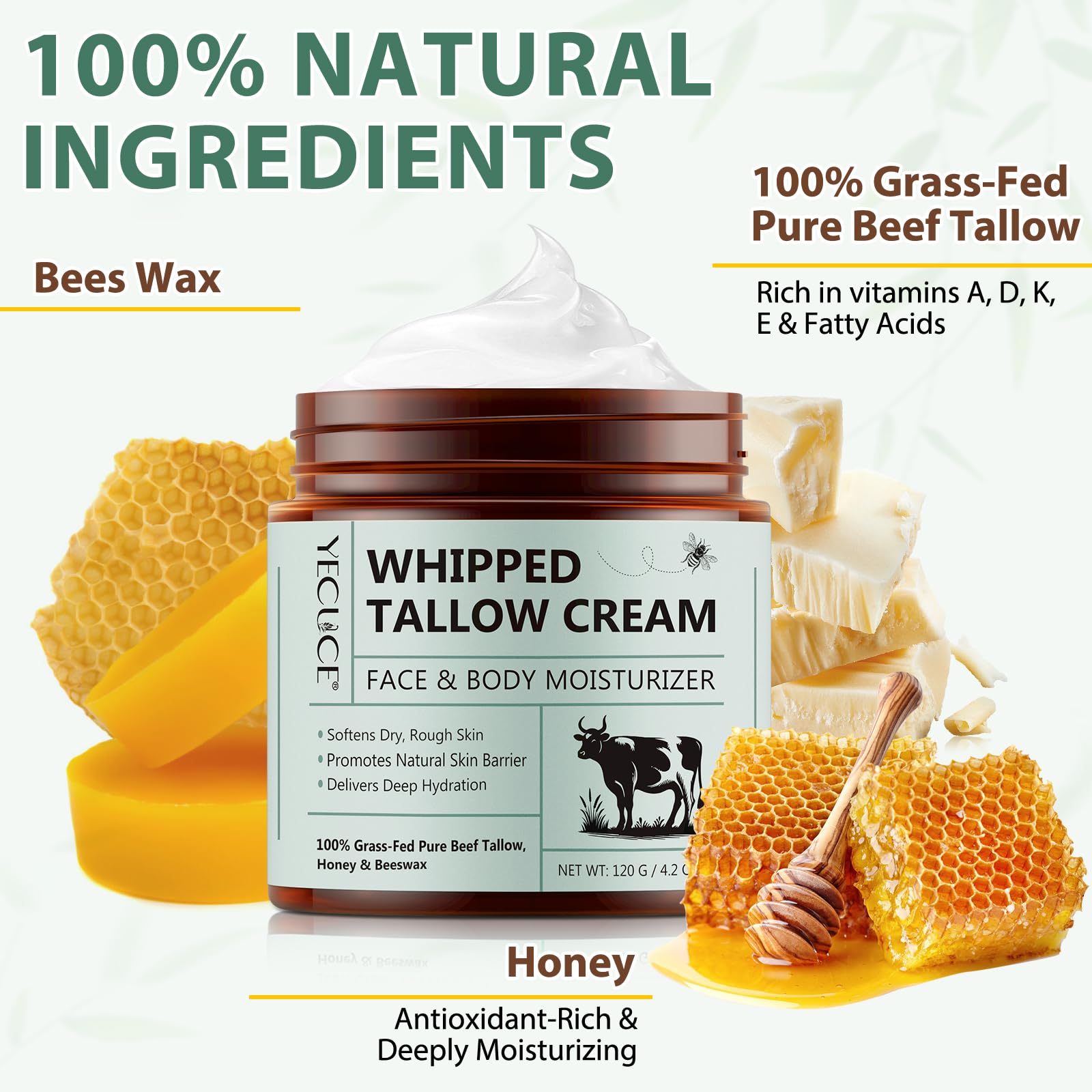 NenMaoKeNu organic grass-fed beef tallow highlights natural nutrition for skin barrier support.