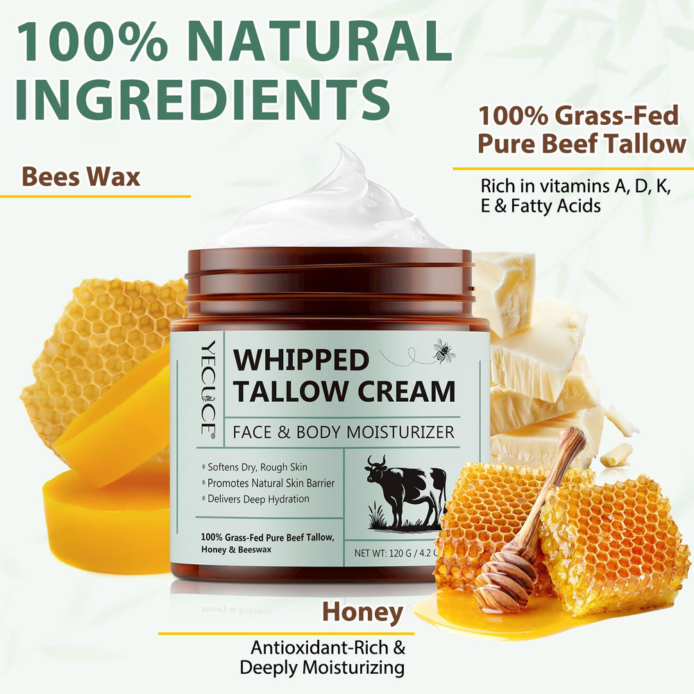 NenMaoKeNu organic grass-fed beef tallow highlights natural nutrition for skin barrier support.