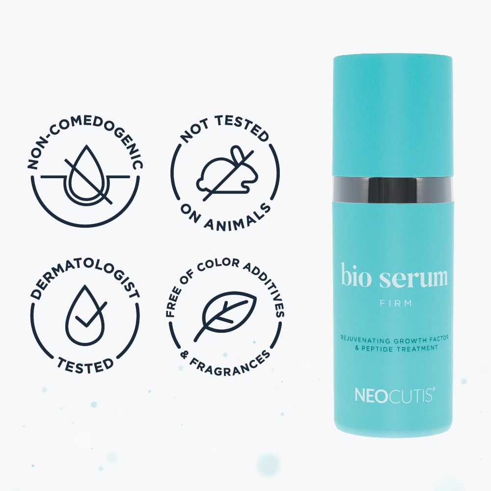 Neocutis Bio Serum Firm focuses on peptides and growth factors for anti-aging support.
