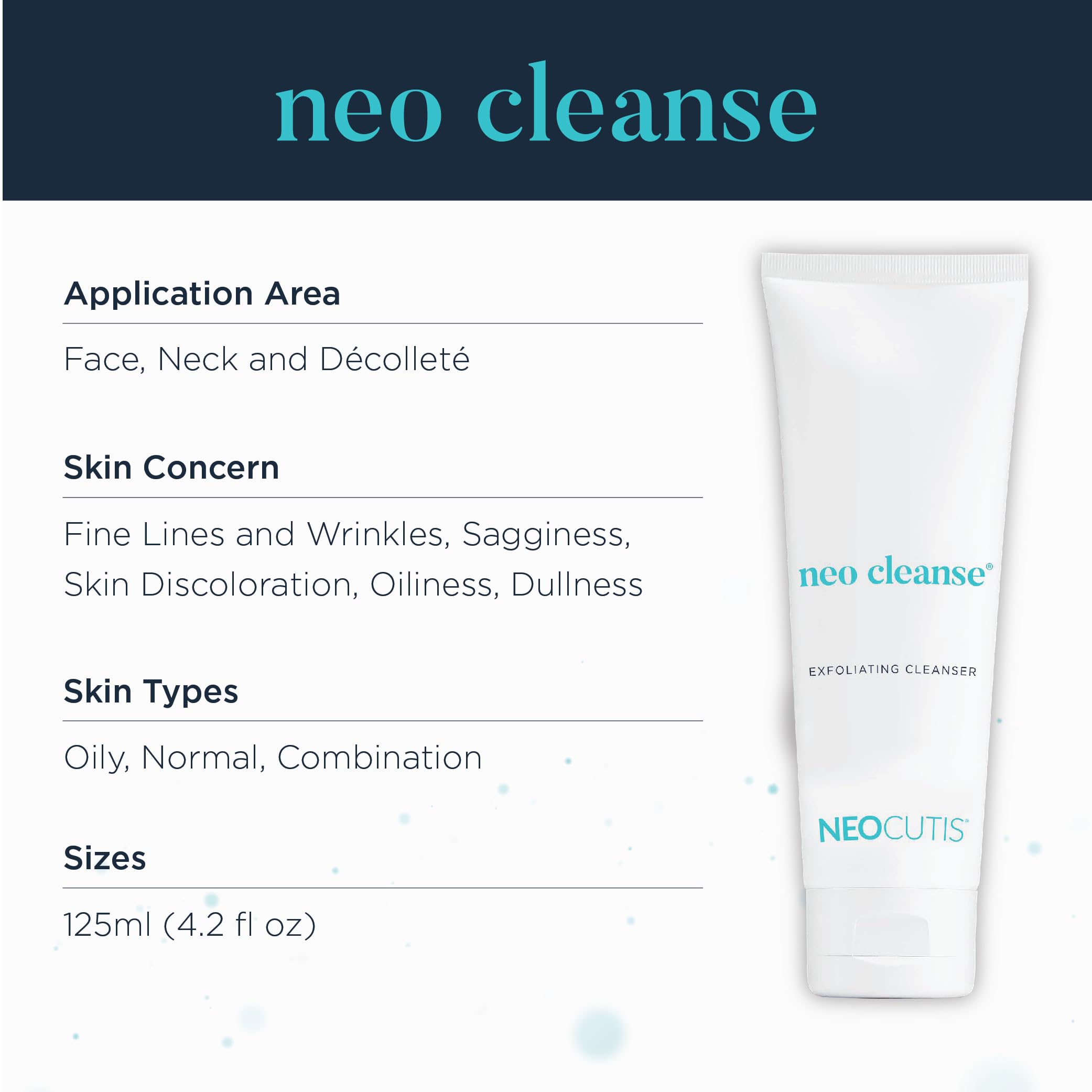 NEOCUTIS Neo Cleanse pump-cap packaging designed for easy twice-daily use.