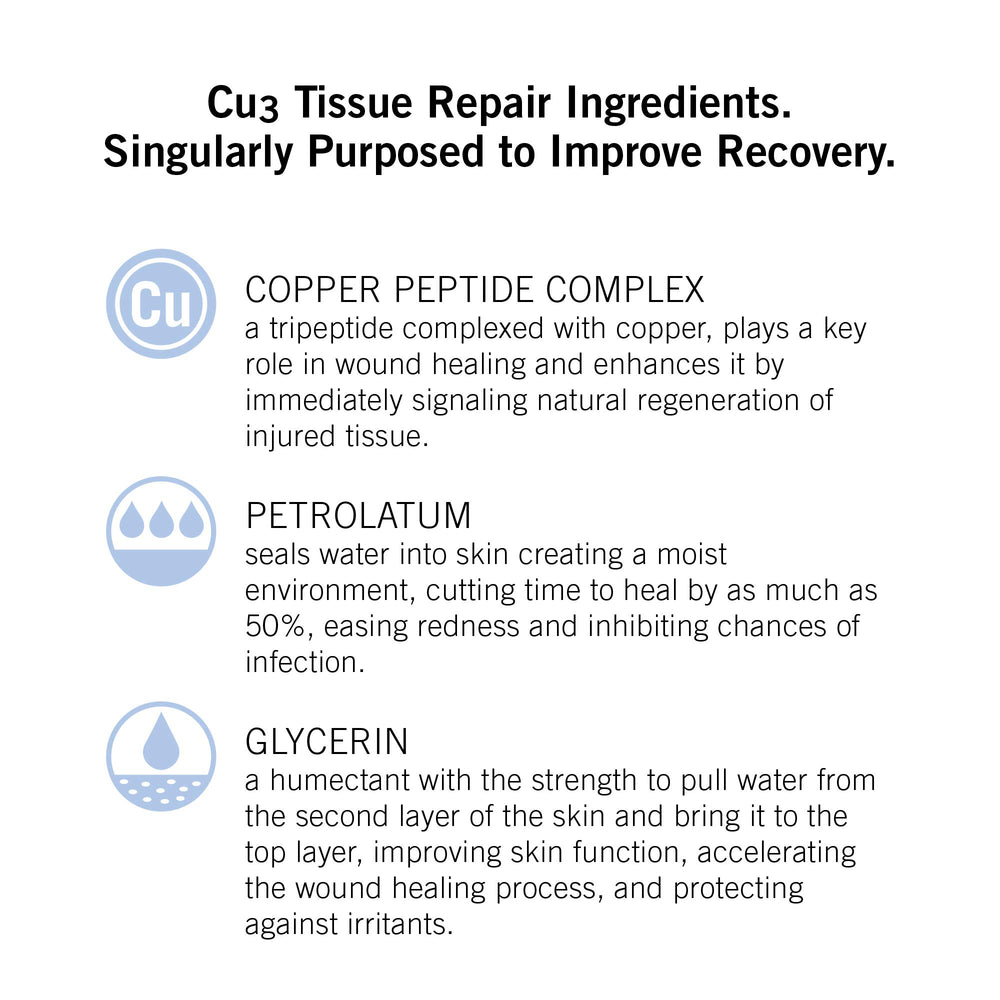 NEOVA Cu3 tissue repair cream being applied shows a calm, soothing skincare routine.