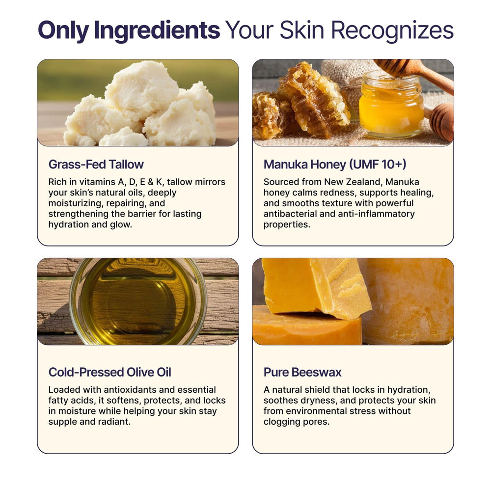 Neptune Health hand holding balm demonstrates easy application on face, body, and lips.