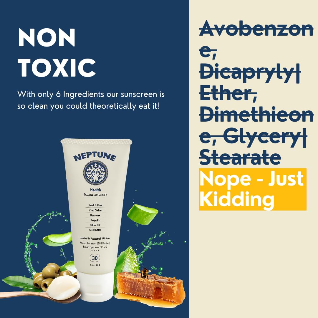 Neptune Health sunscreen being applied to skin shows quick-absorbing, non-greasy finish.