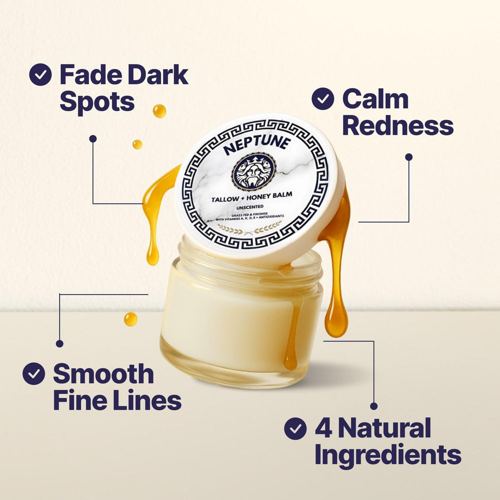 Neptune Health unscented balm application closeup for gentle, sensitive-skin use.