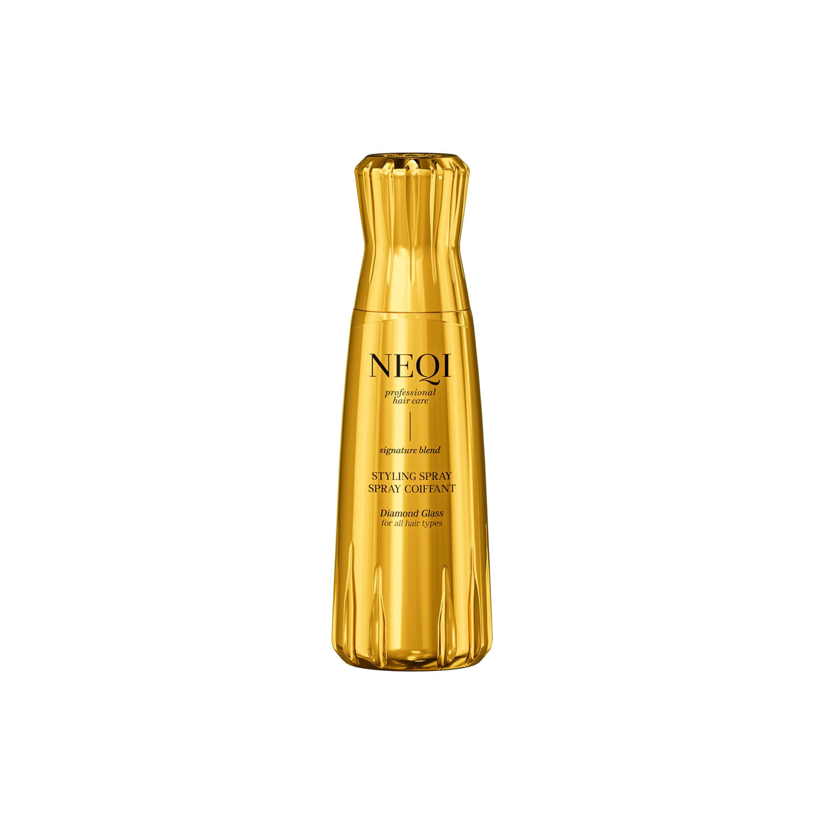 neqi Diamond Glass bottle pour for even application and radiant shine.