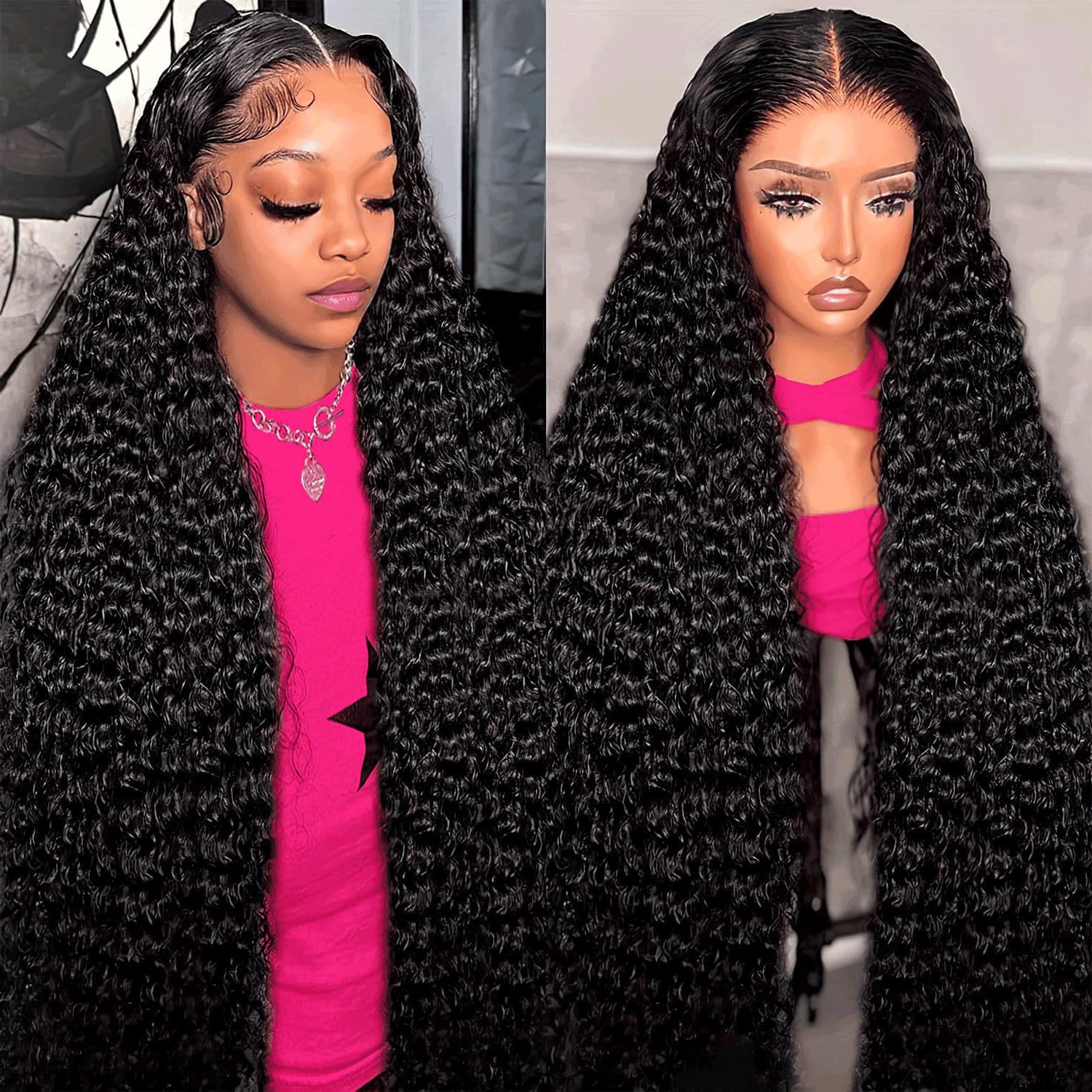 Nervoss deep wave lace-front wig 22-24 inch for natural volume and movement