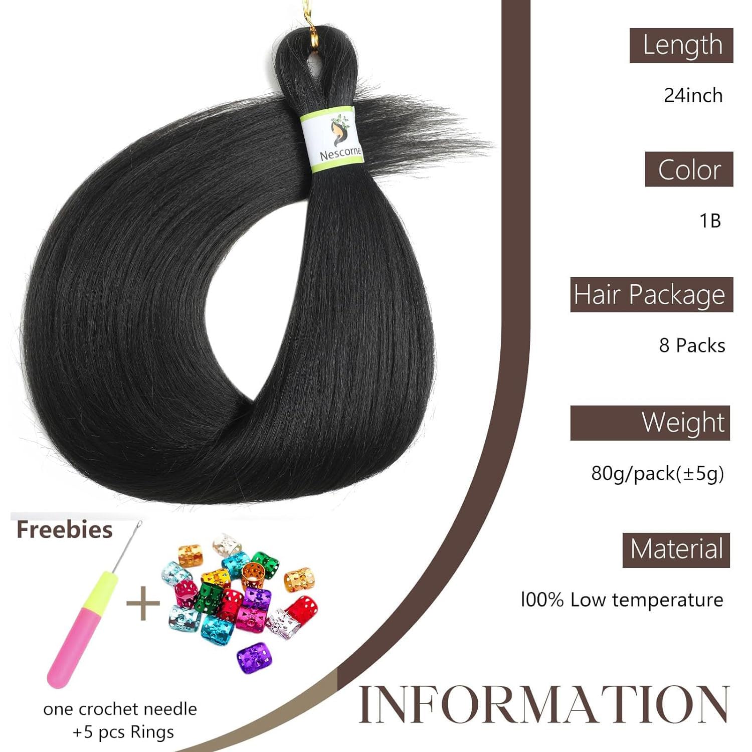 Nescorner braiding hair yaki straight texture close-up showing natural finish