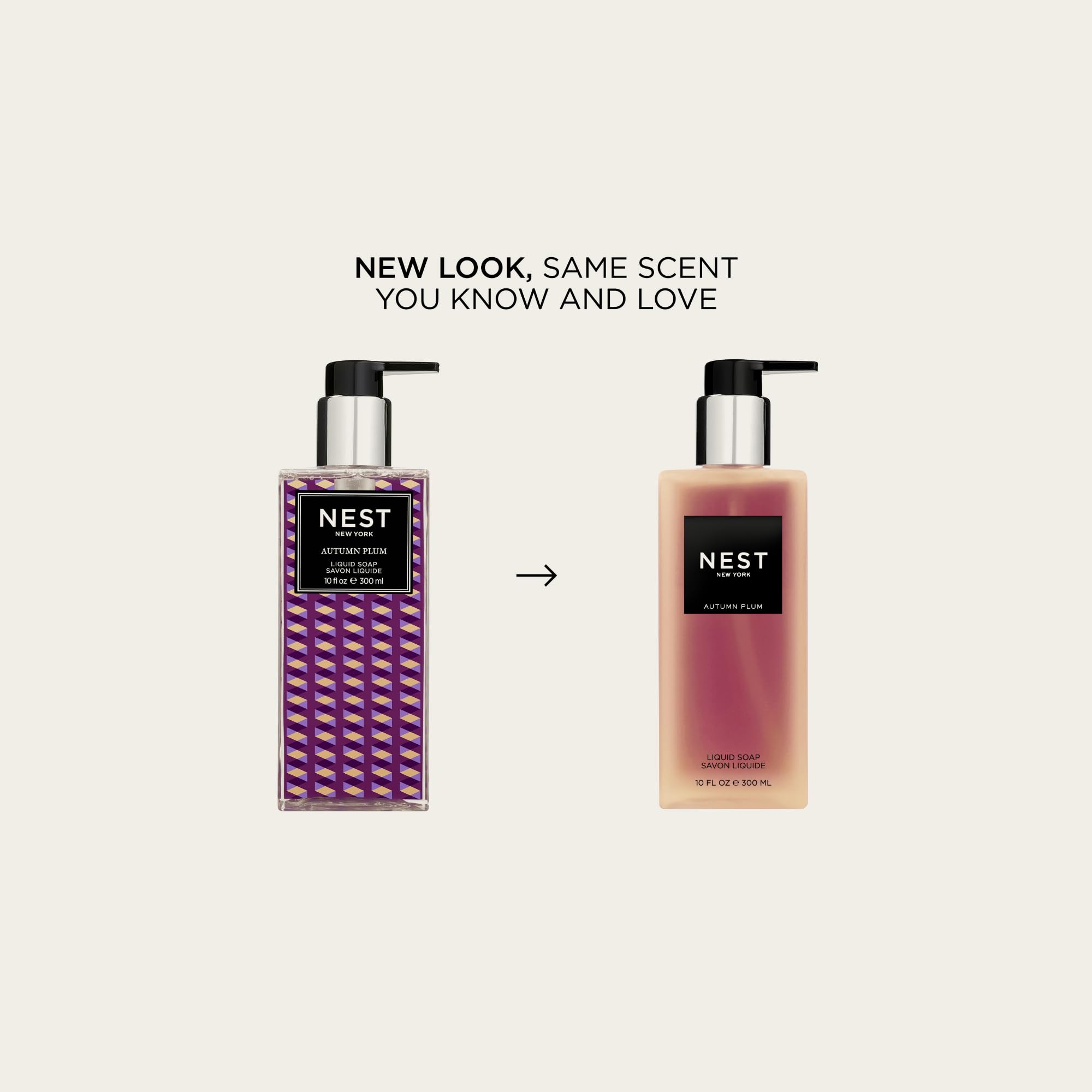 NEST New York Autumn Plum liquid soap bottle closeup highlights premium formula and nourishment.