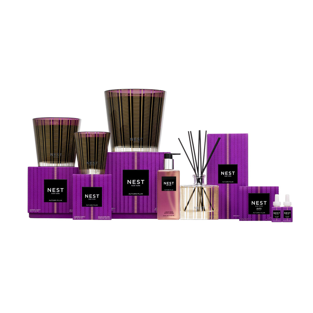 NEST New York Autumn Plum liquid soap label highlights gluten-free and cruelty-free ingredients.