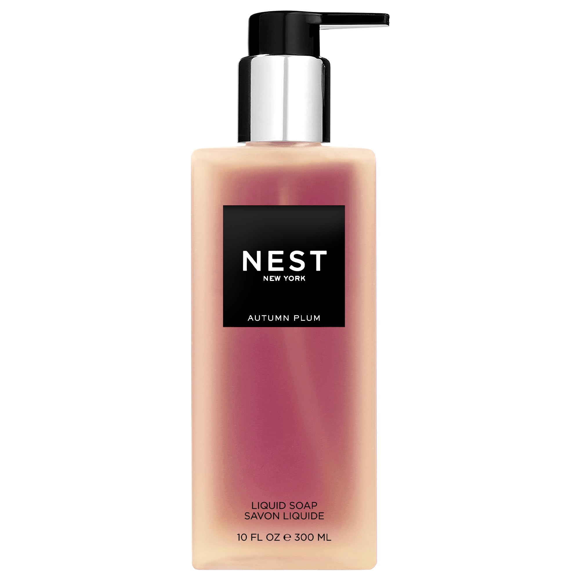 NEST New York Autumn Plum liquid soap pump delivers a luxe cleanse with autumn aroma.