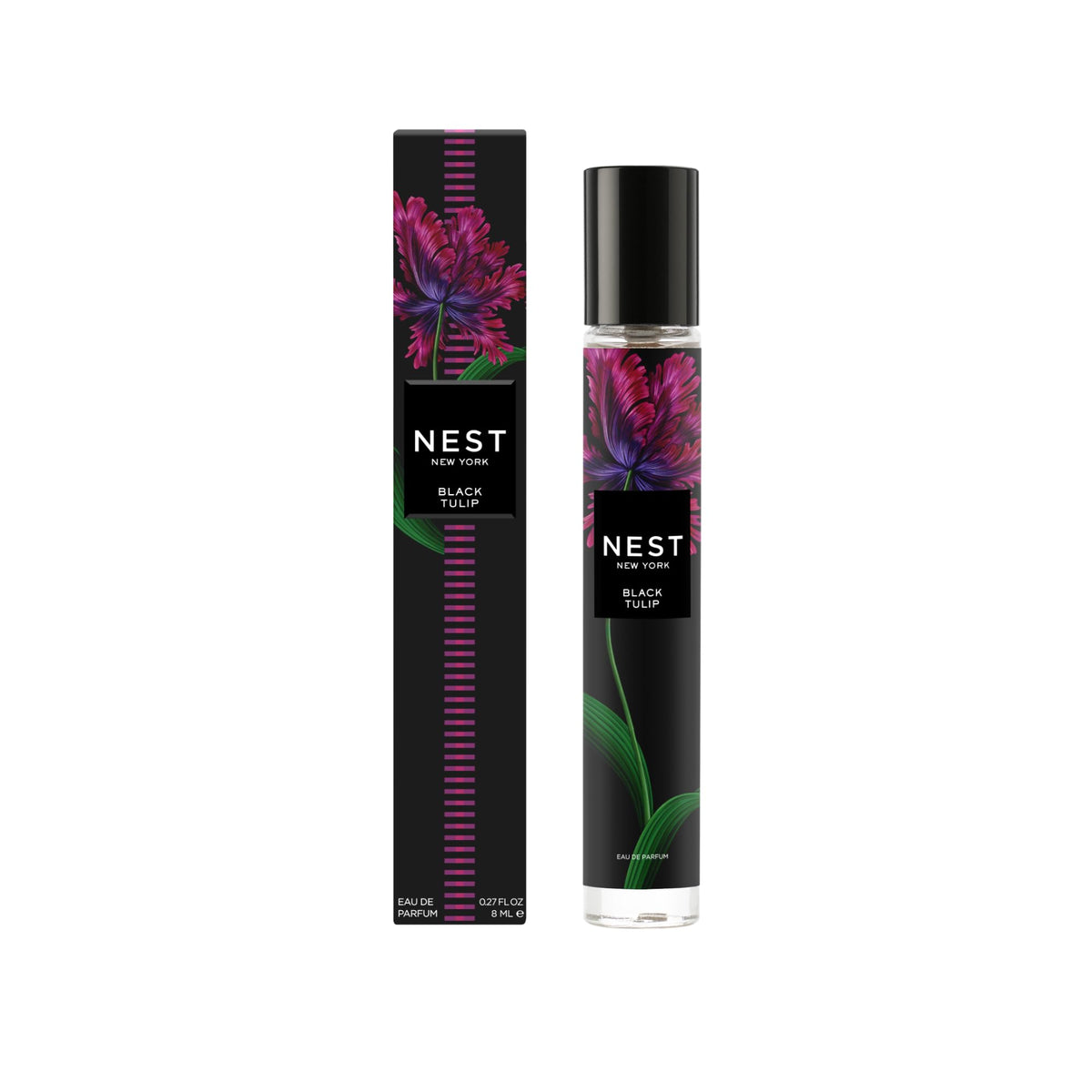 NEST New York Black Tulip travel spray 8 mL for on-the-go fragrance.