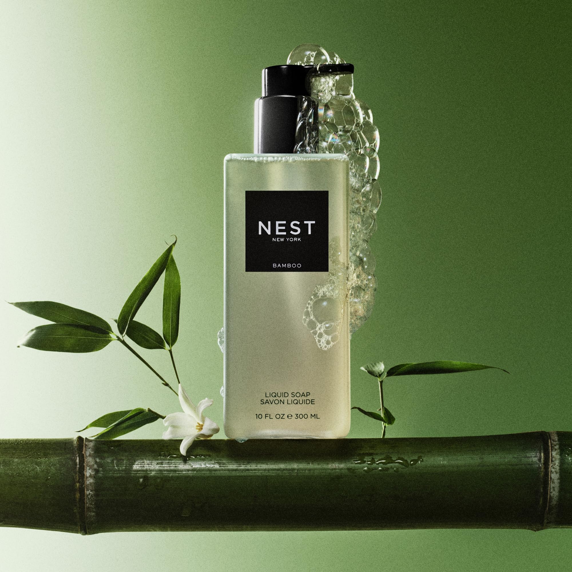 NEST New York Liquid Soap Bamboo label detail highlights gluten-free and cruelty-free formulation.