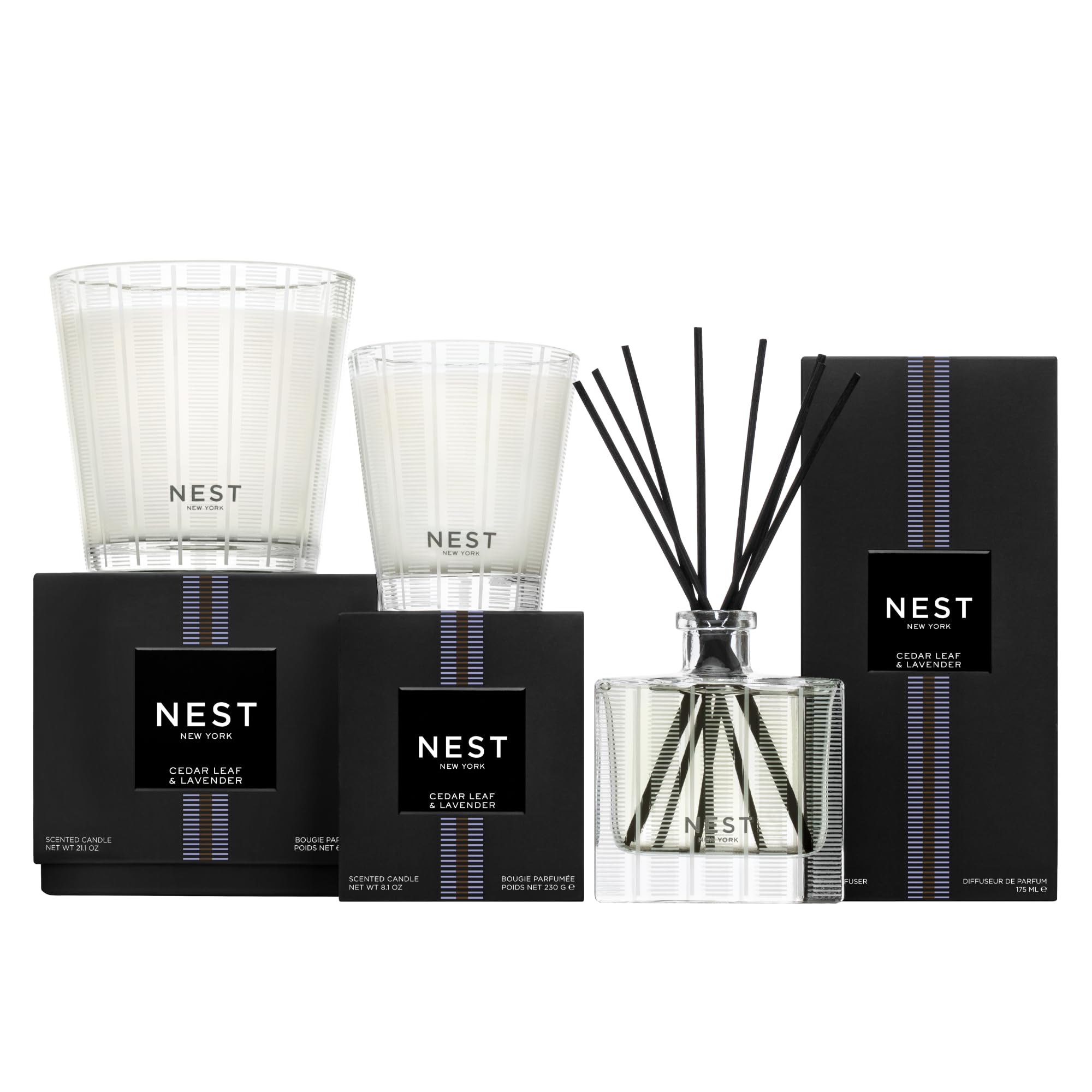 Spa scene featuring NEST New York Cedar Leaf & Lavender liquid soap.