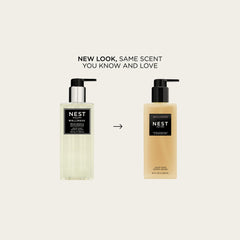 NEST New York liquid soap Himalayan salt rosewater pump in motion supports refreshing hand wash